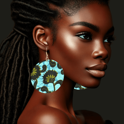 Lightweight African Printed Ankara Fabric Round Dangle Earrings - Fatisha Boutique