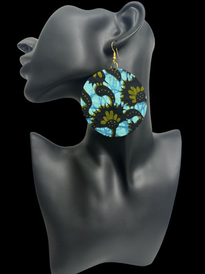 Lightweight African Printed Ankara Fabric Round Dangle Earrings - Fatisha Boutique