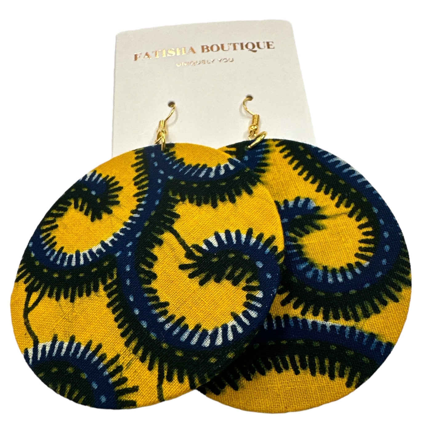 Lightweight African Printed Ankara Fabric Round Dangle Earrings - Fatisha Boutique