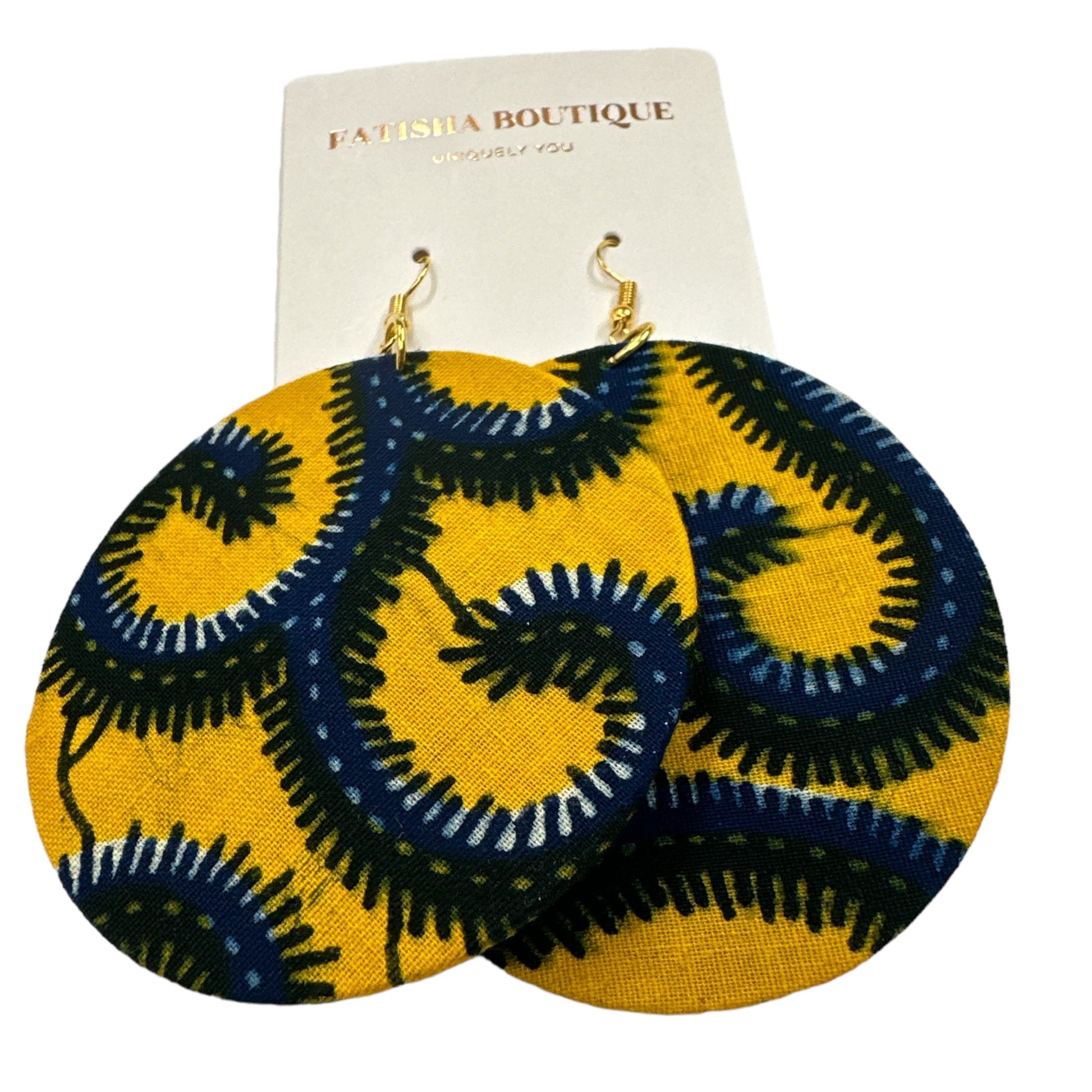 Lightweight African Printed Ankara Fabric Round Dangle Earrings - Fatisha Boutique