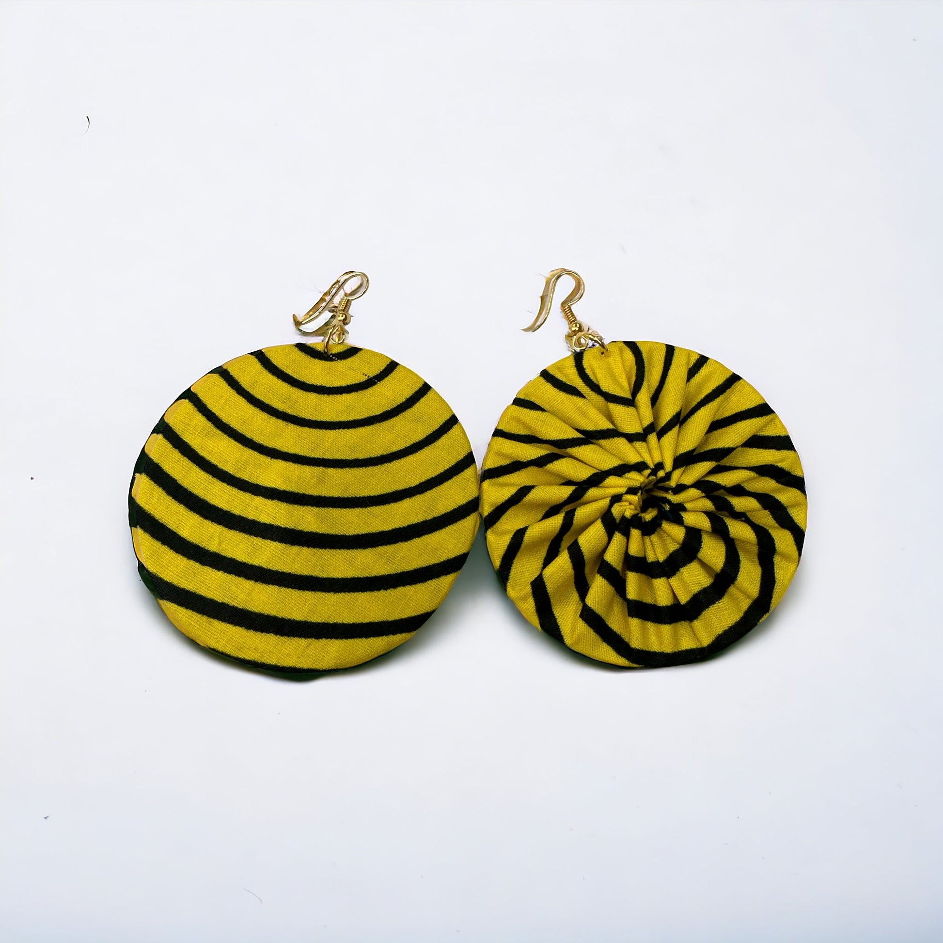 Lightweight African Printed Ankara Fabric Round Dangle Earrings - Fatisha Boutique