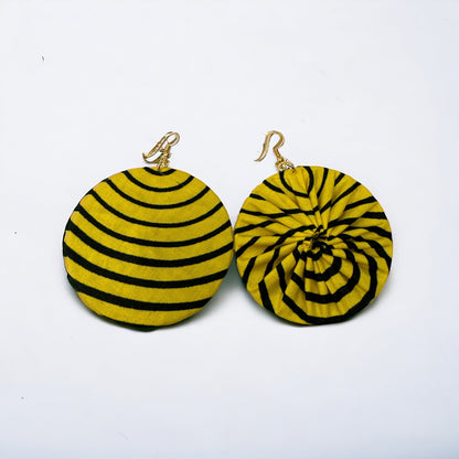 Lightweight African Printed Ankara Fabric Round Dangle Earrings - Fatisha Boutique