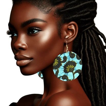 Lightweight African Printed Ankara Fabric Round Dangle Earrings - Fatisha Boutique