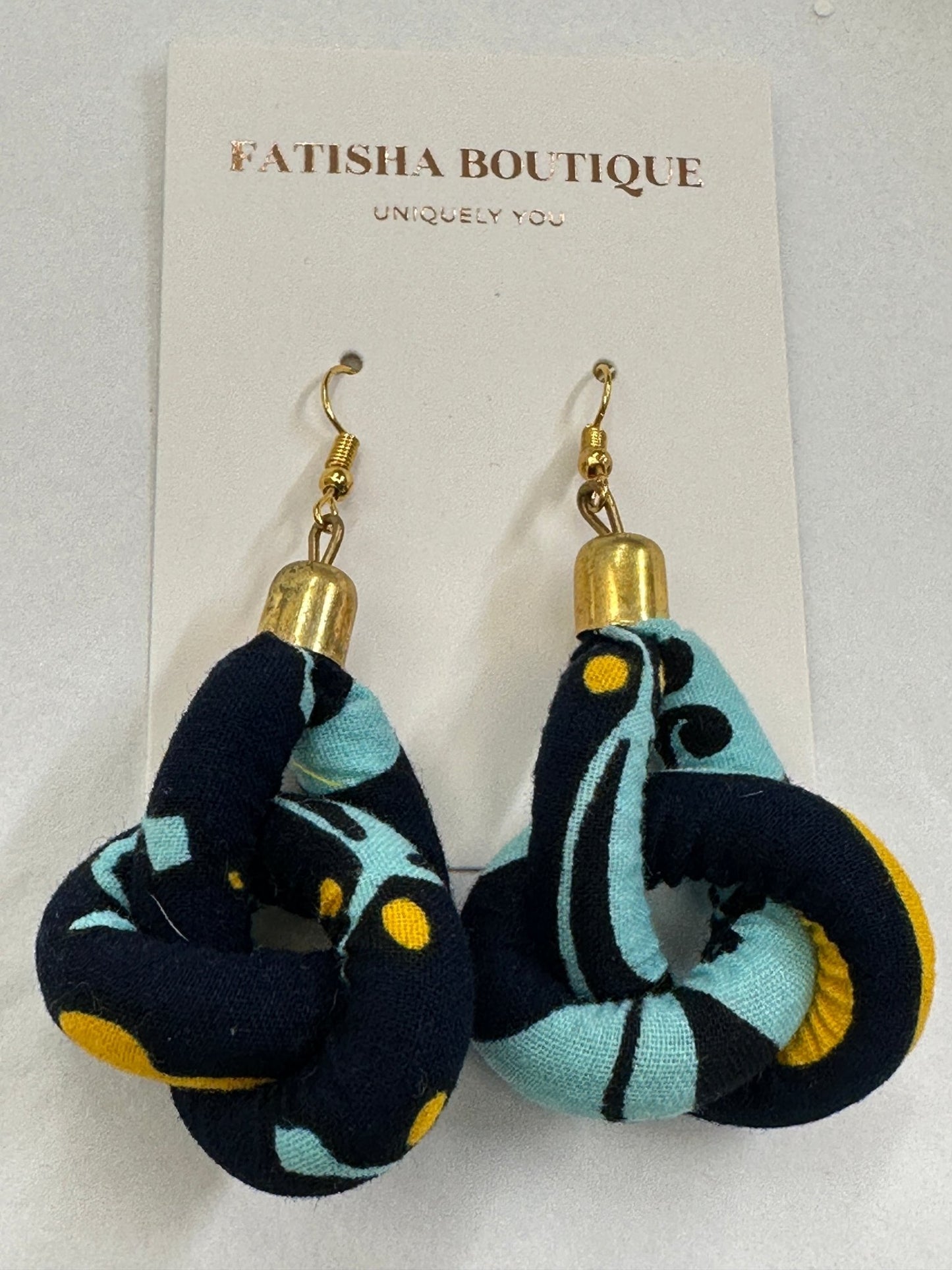 Lightweight Ankara Fabric Print Dangle Knot Earrings - Fatisha Boutique