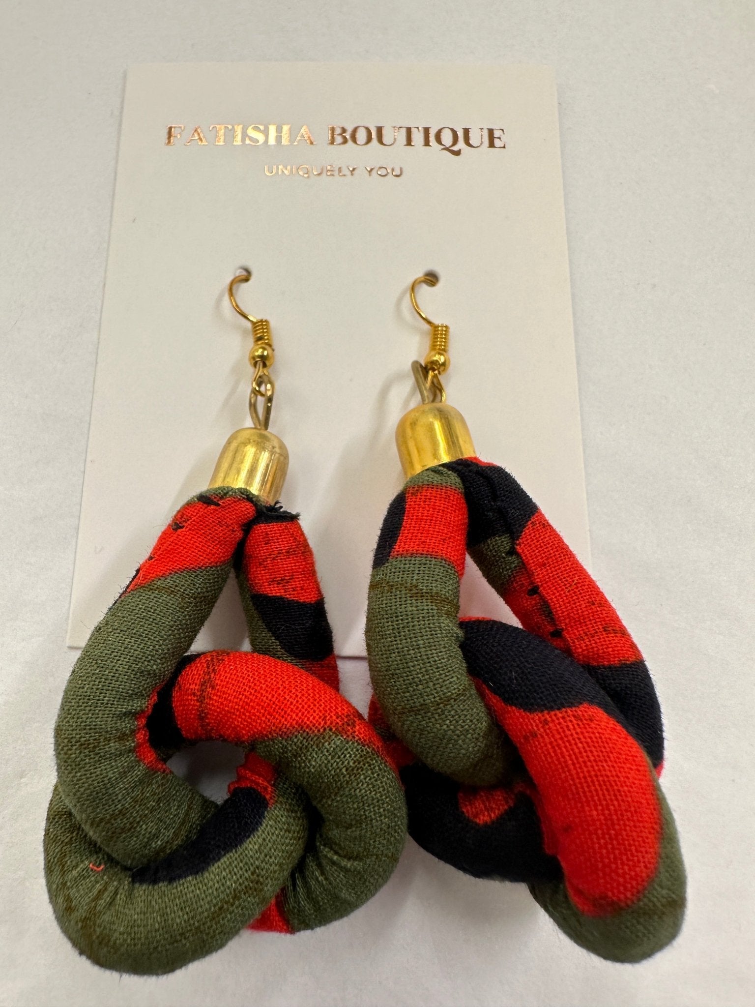 Lightweight Ankara Fabric Print Dangle Knot Earrings - Fatisha Boutique