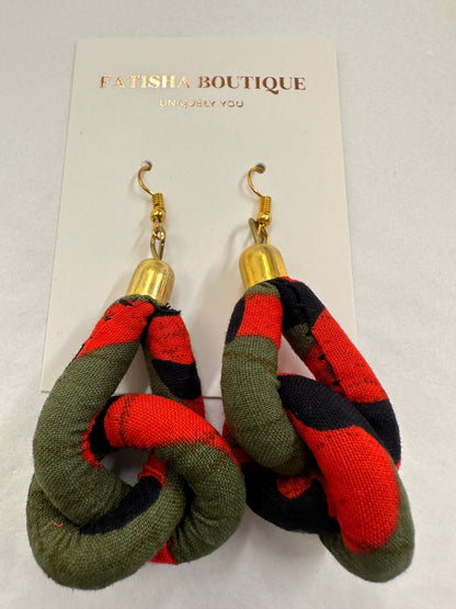 Lightweight Ankara Fabric Print Dangle Knot Earrings - Fatisha Boutique
