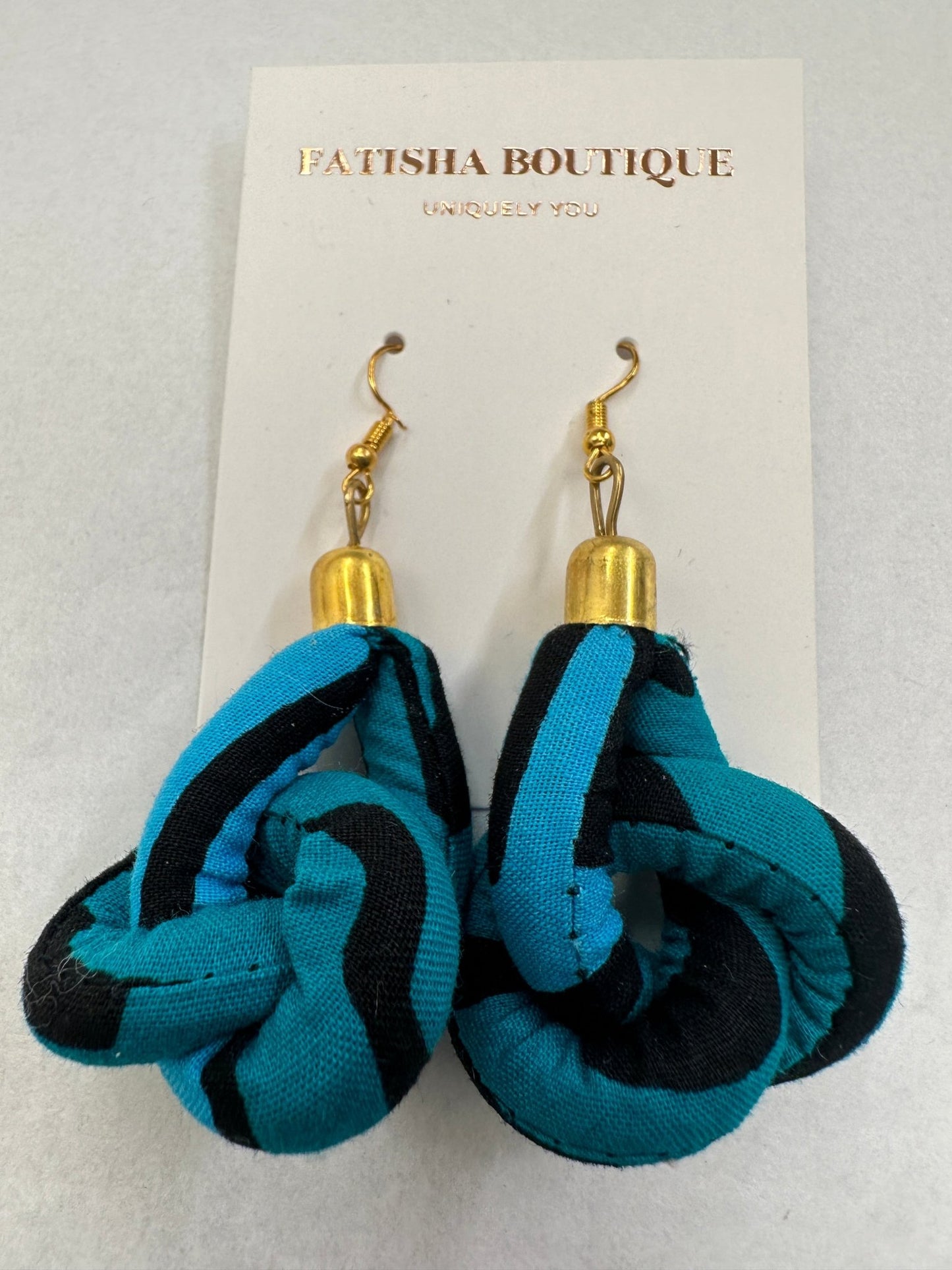 Lightweight Ankara Fabric Print Dangle Knot Earrings - Fatisha Boutique