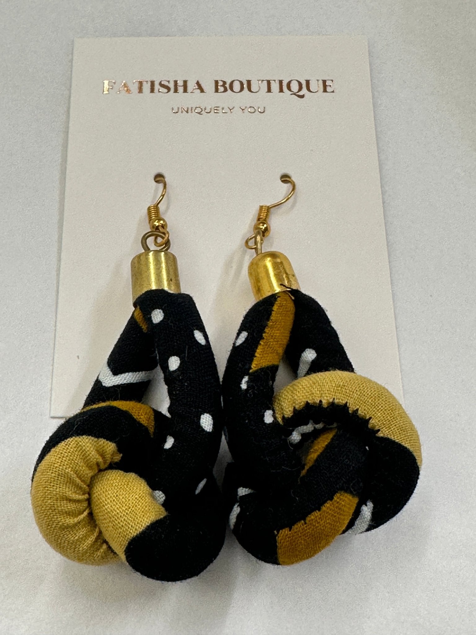 Lightweight Ankara Fabric Print Dangle Knot Earrings - Fatisha Boutique