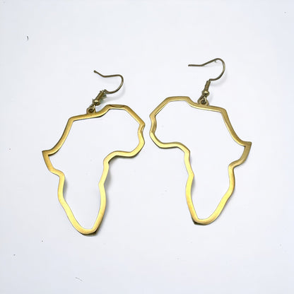 Lightweight Medium Stainless Steel Africa Map Shaped Dangle Earrings - Fatisha Boutique
