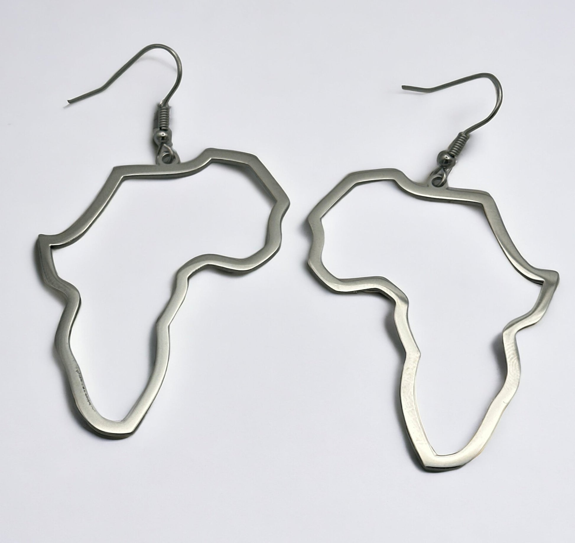 Lightweight Medium Stainless Steel Africa Map Shaped Dangle Earrings - Fatisha Boutique