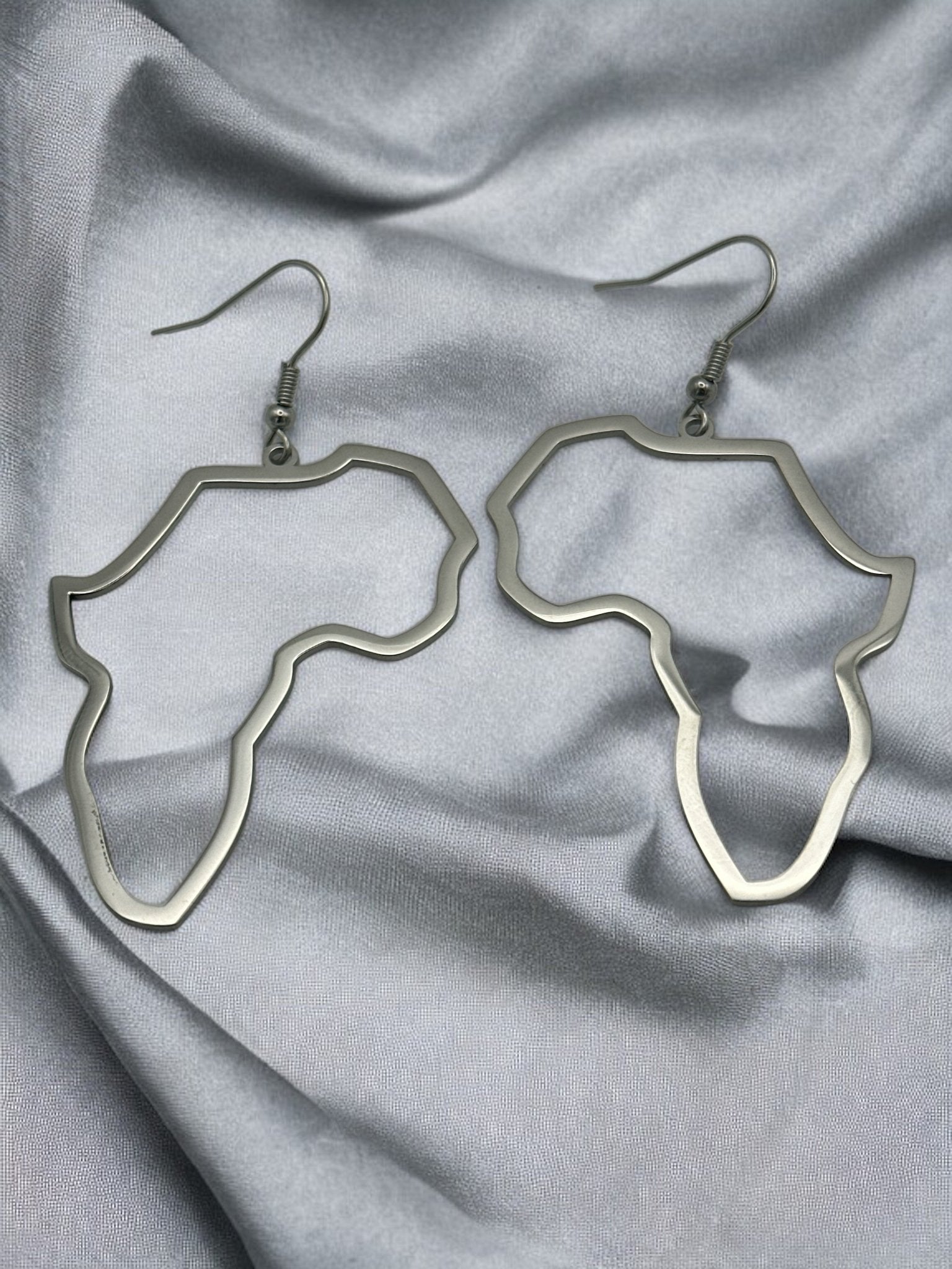 Lightweight Medium Stainless Steel Africa Map Shaped Dangle Earrings - Fatisha Boutique