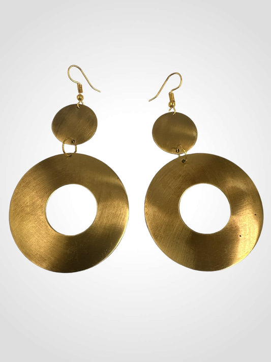 Lightweight Round Brass Plated Ethnic Dangle Earrings - Fatisha Boutique