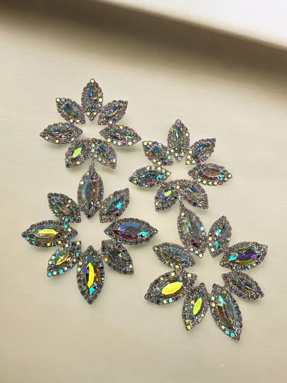 Long AB Colours Diamante Rhinestone Daisy Flower Stud Dangle Earrings - Fatisha Boutique