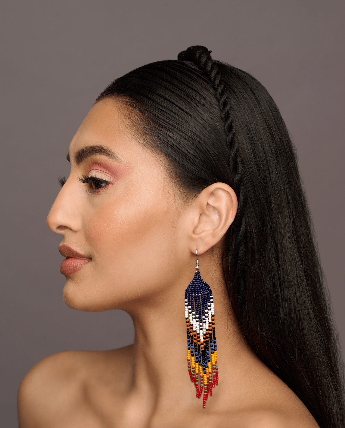 Long Authentic African Ethnic Multicolour Beaded Tassel Dangle Earrings - Fatisha Boutique