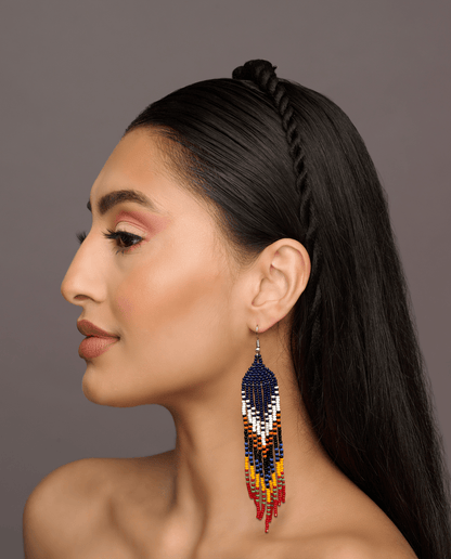 Long Authentic African Ethnic Multicolour Beaded Tassel Dangle Earrings - Fatisha Boutique
