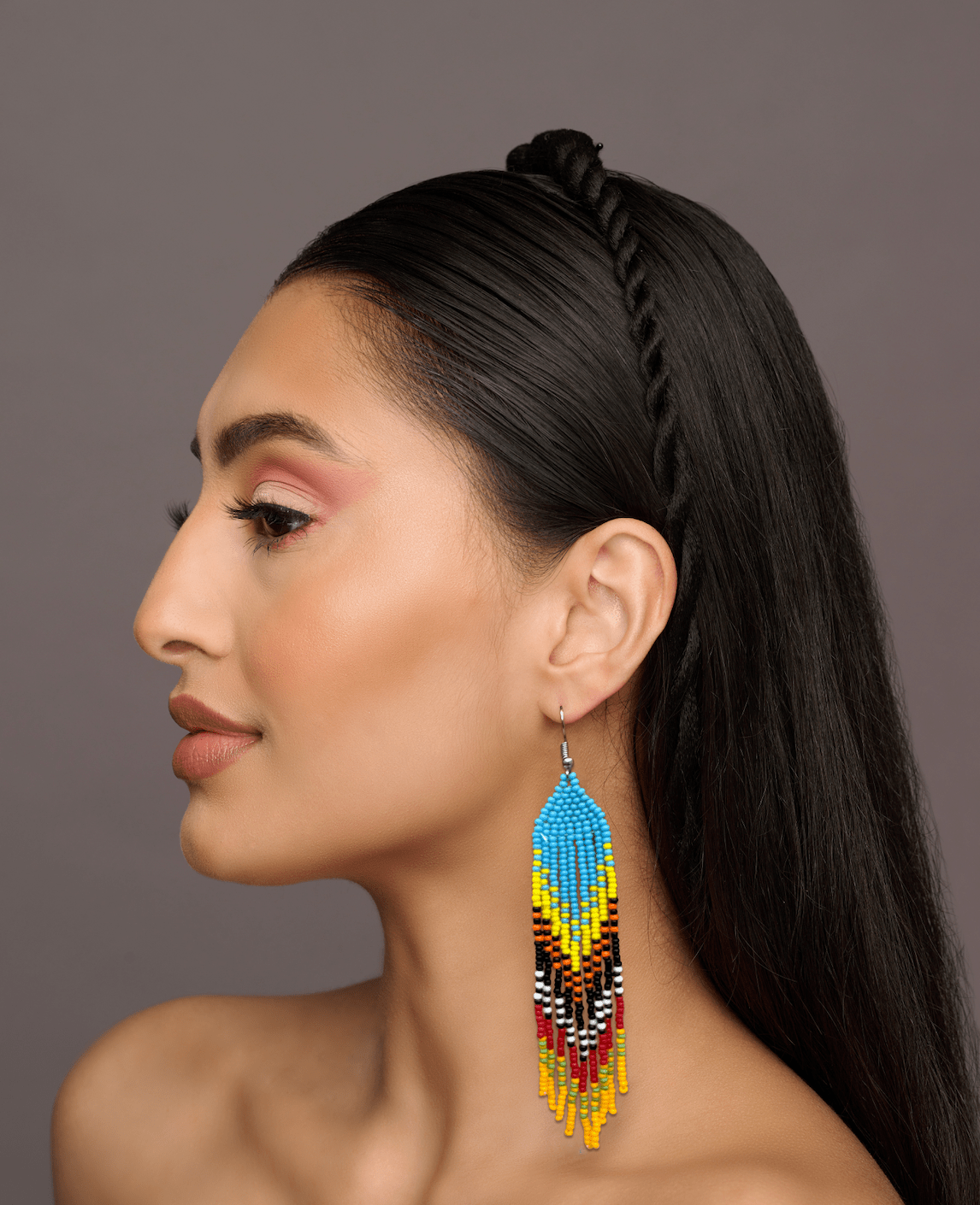 Long Authentic African Ethnic Multicolour Beaded Tassel Dangle Earrings - Fatisha Boutique