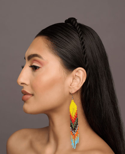 Long Authentic African Ethnic Multicolour Beaded Tassel Dangle Earrings - Fatisha Boutique