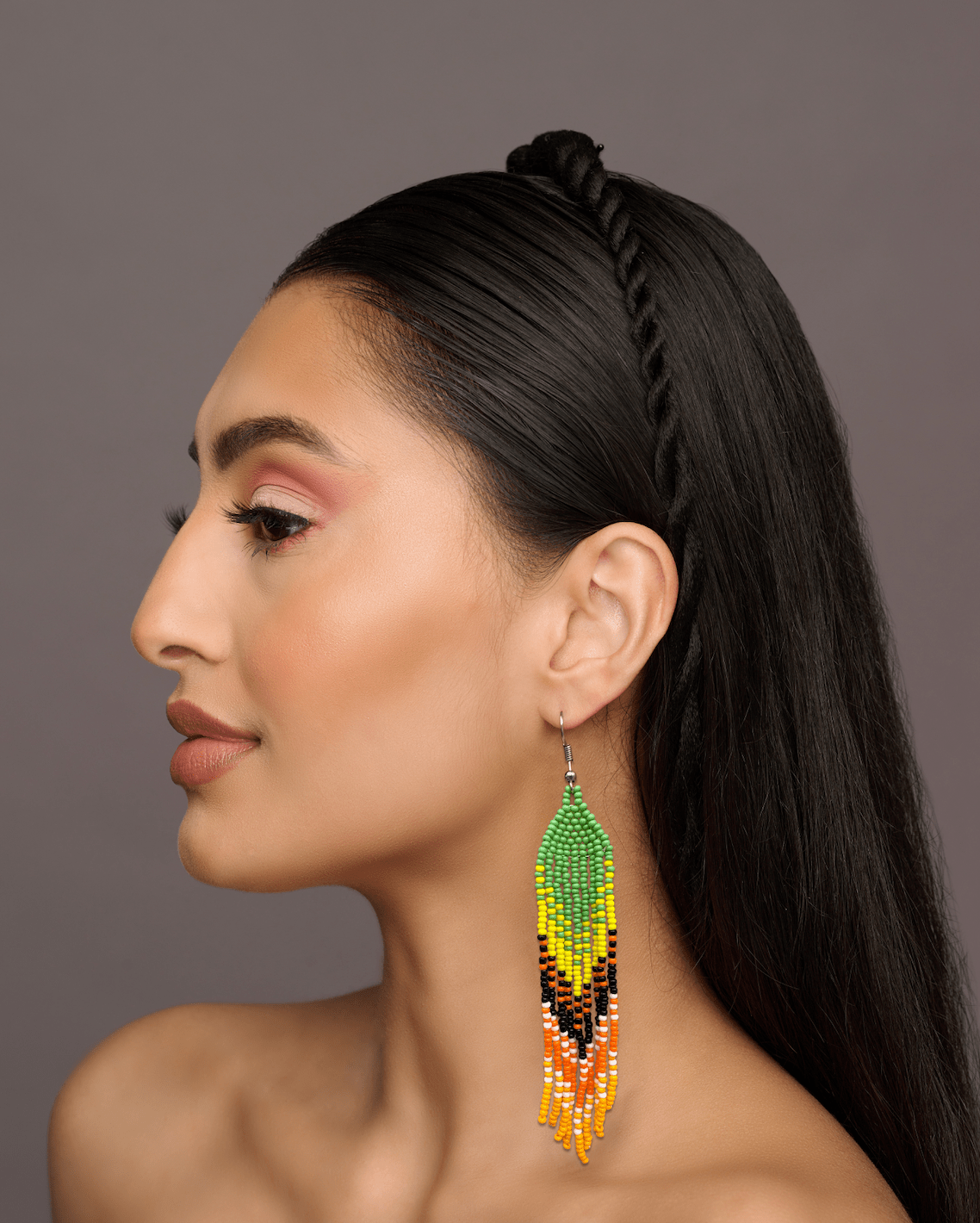 Long Authentic African Ethnic Multicolour Beaded Tassel Dangle Earrings - Fatisha Boutique