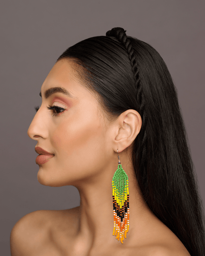 Long Authentic African Ethnic Multicolour Beaded Tassel Dangle Earrings - Fatisha Boutique