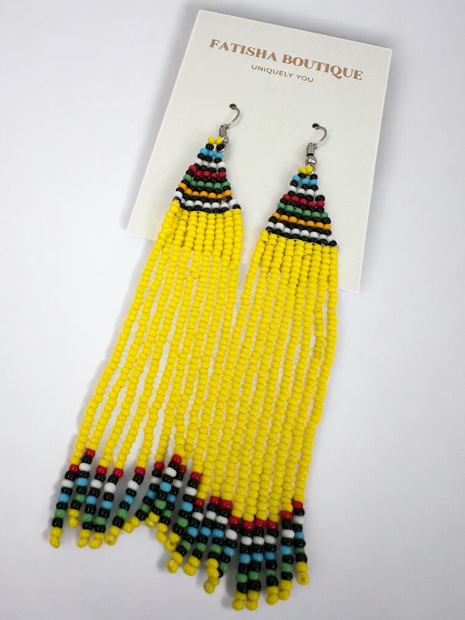 Long Authentic African Maasai Zulu Beaded Dangle Earrings | Tribal Ethnic Jewellery - Fatisha Boutique