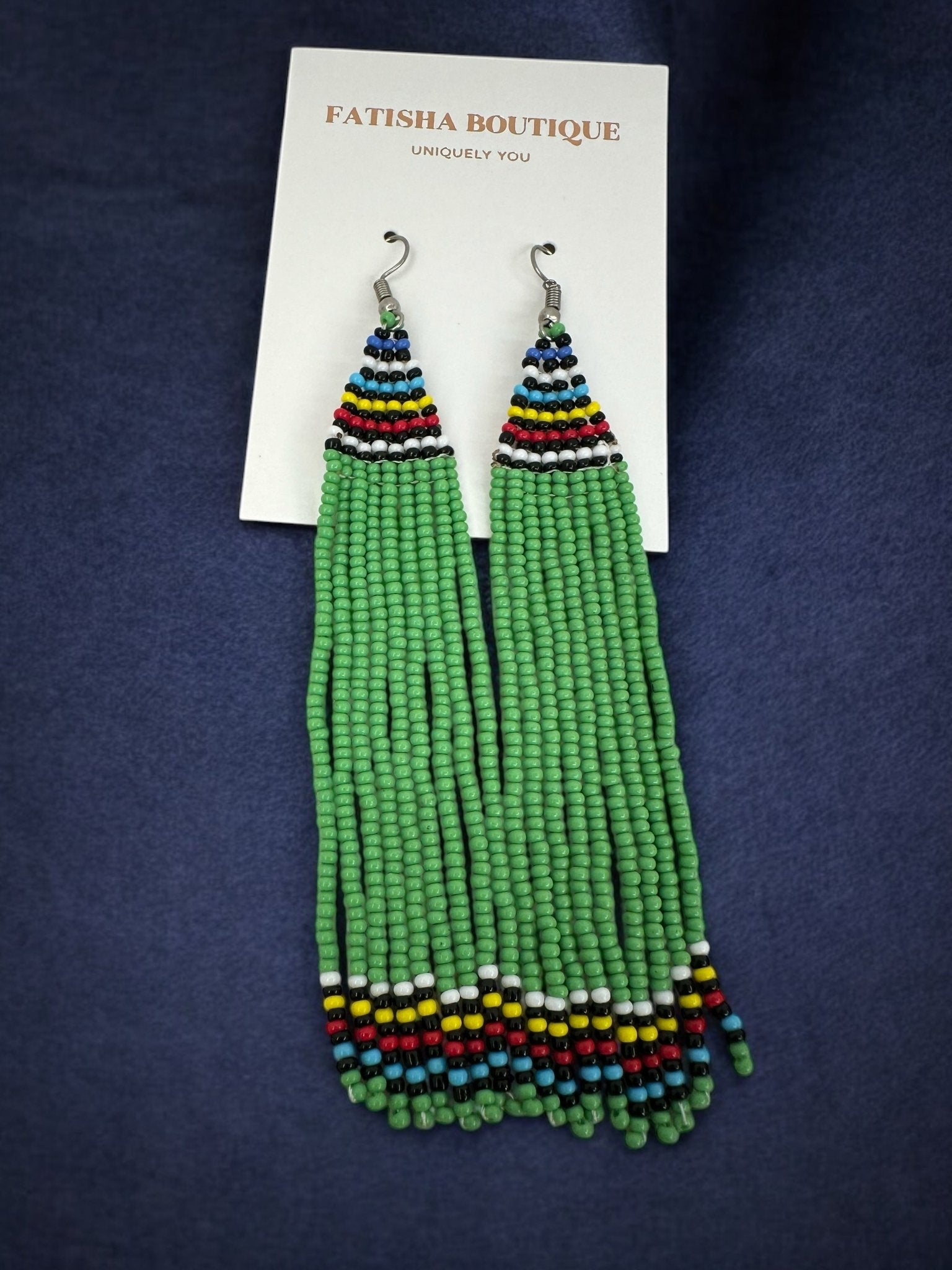 Long Authentic African Maasai Zulu Beaded Dangle Earrings | Tribal Ethnic Jewellery - Fatisha Boutique