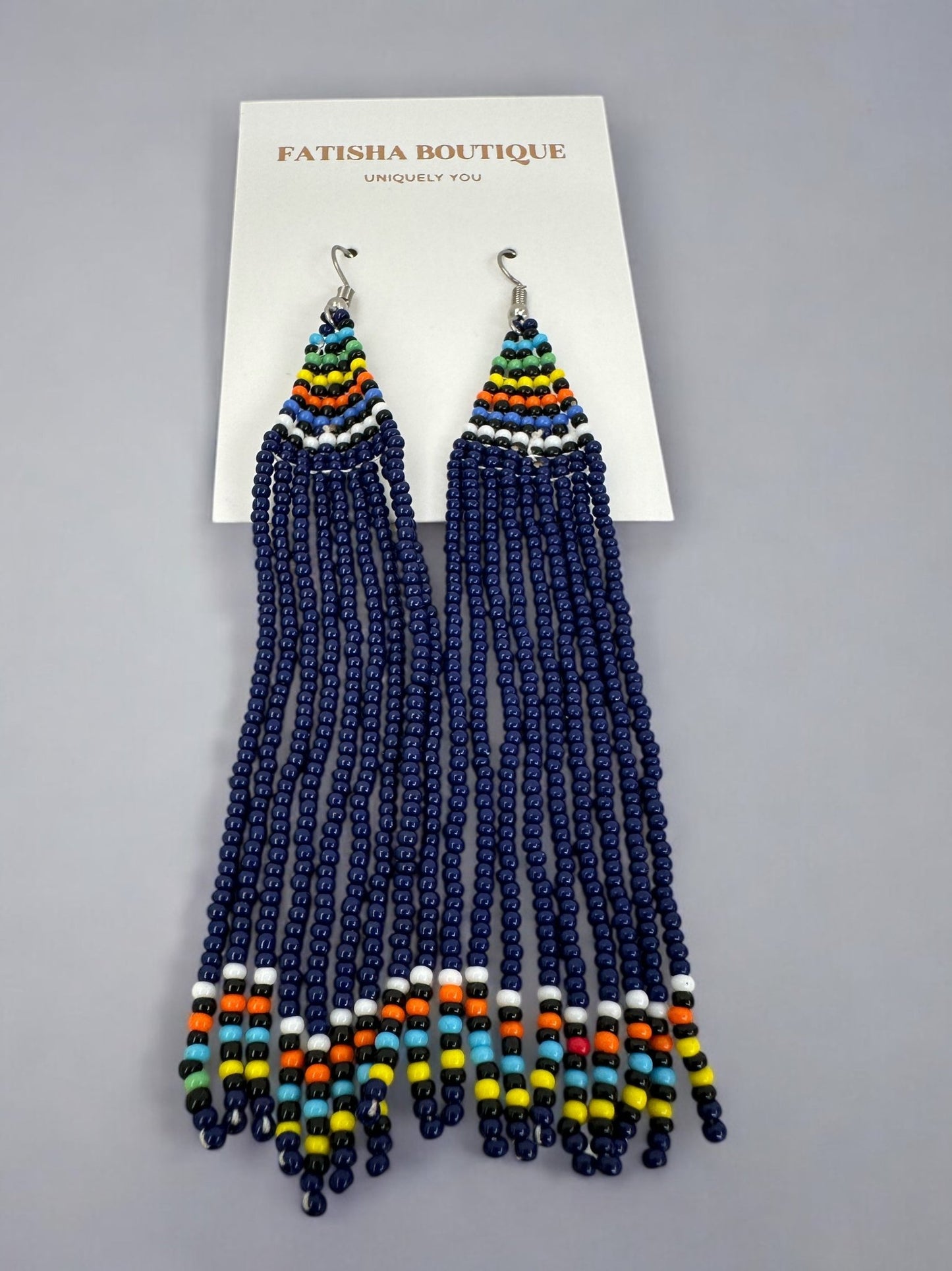 Long Authentic African Maasai Zulu Beaded Dangle Earrings | Tribal Ethnic Jewellery - Fatisha Boutique