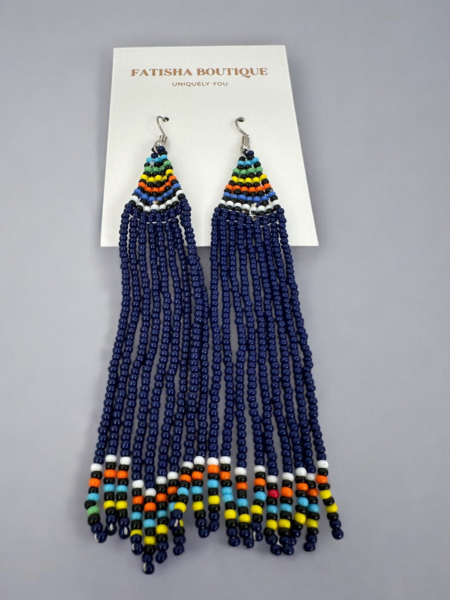 Long Authentic African Maasai Zulu Beaded Dangle Earrings | Tribal Ethnic Jewellery - Fatisha Boutique