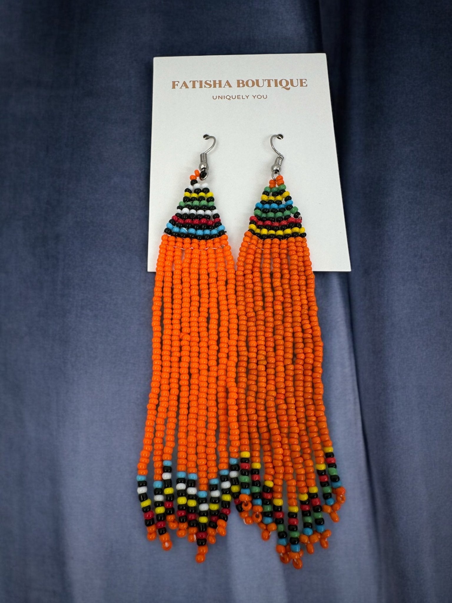 Long Authentic African Maasai Zulu Beaded Dangle Earrings | Tribal Ethnic Jewellery - Fatisha Boutique