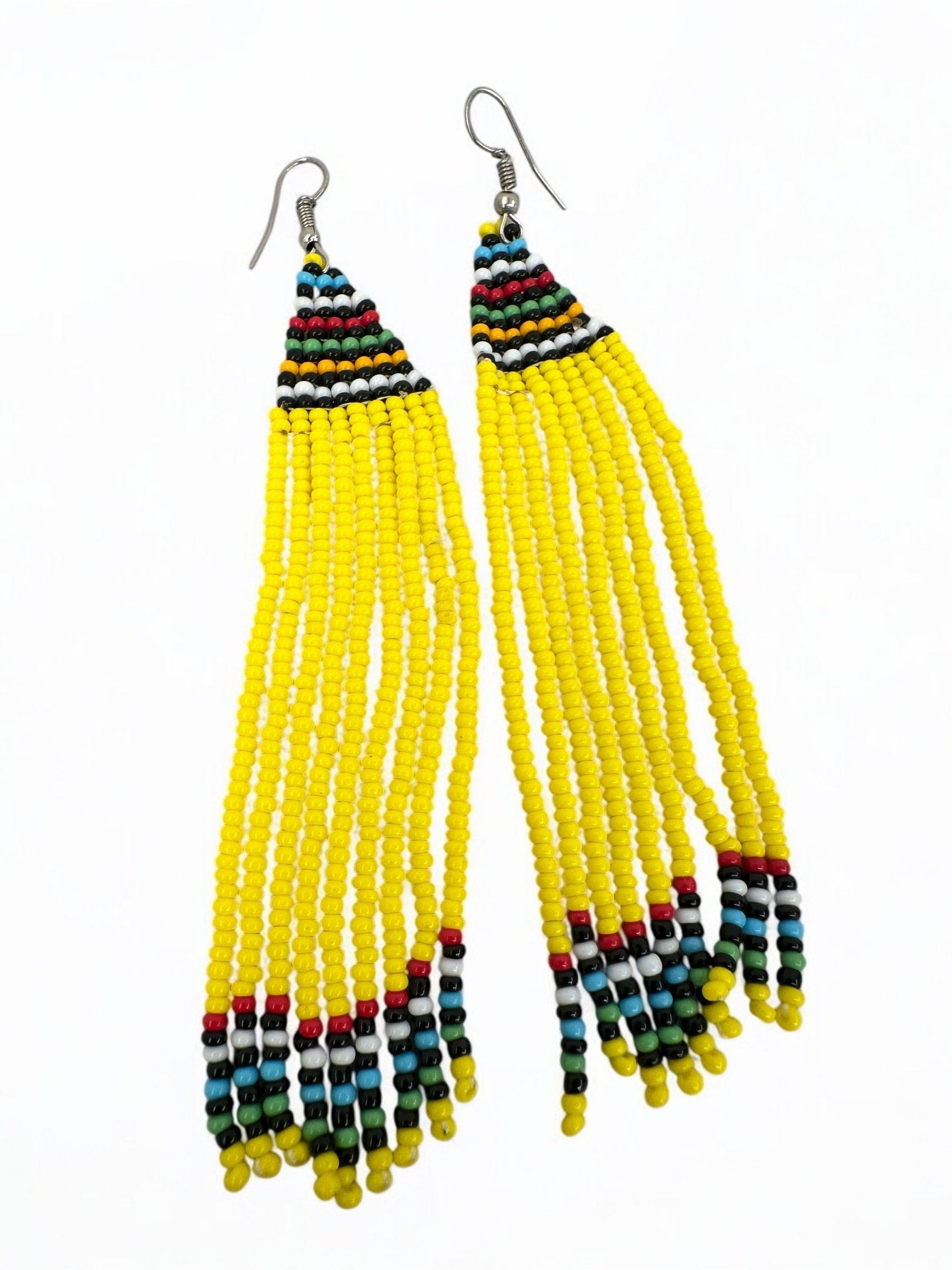 Long Authentic African Maasai Zulu Beaded Dangle Earrings | Tribal Ethnic Jewellery - Fatisha Boutique