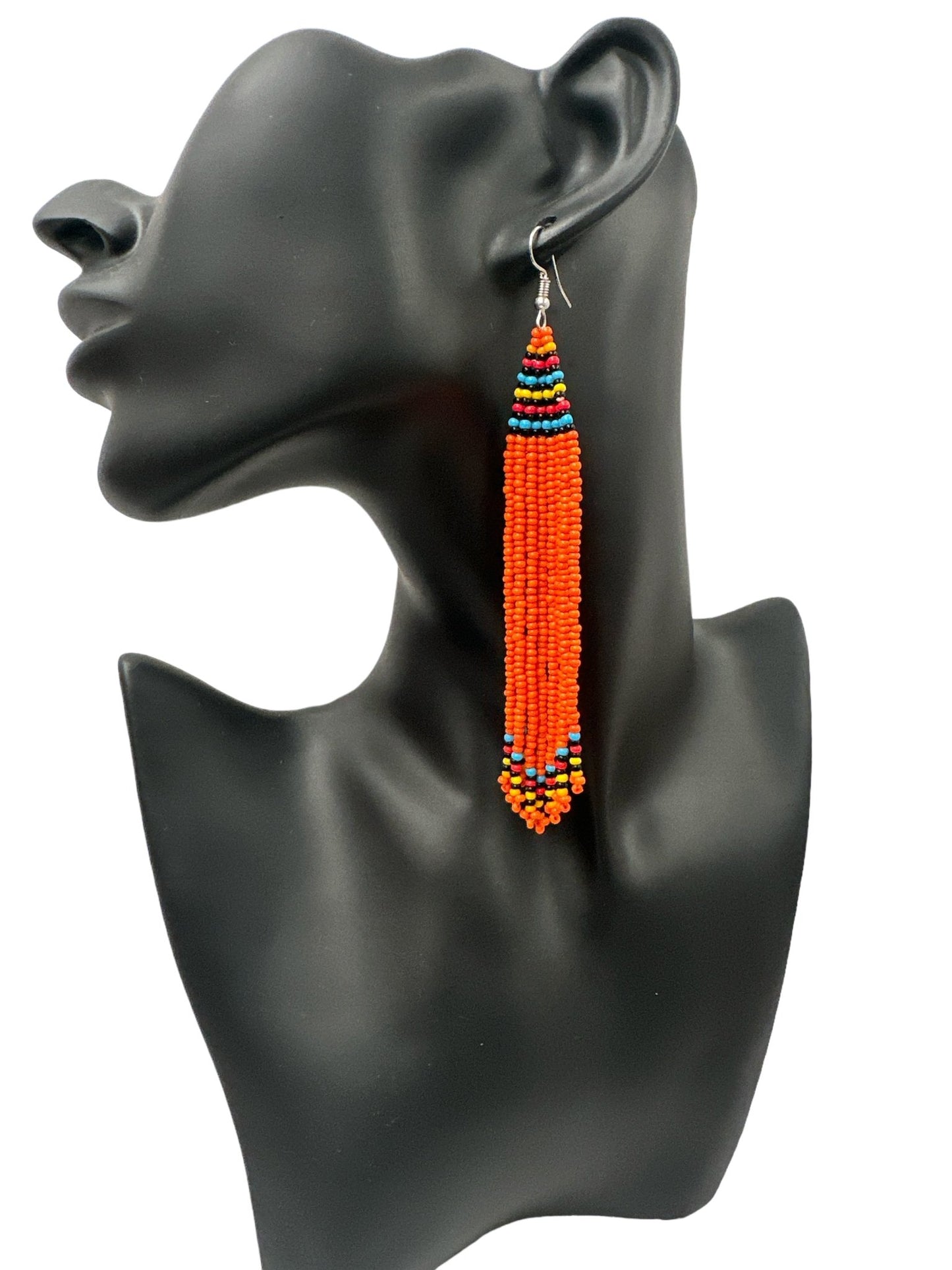 Long Authentic African Maasai Zulu Style Tribal Ethnic Tassels Dangle Earrings - Fatisha Boutique