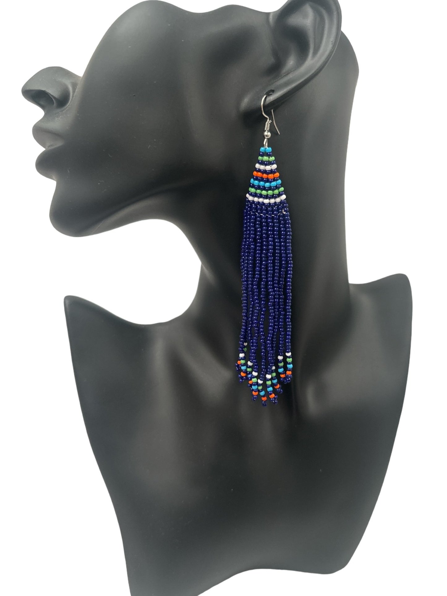 Long Authentic African Maasai Zulu Style Tribal Ethnic Tassels Dangle Earrings - Fatisha Boutique
