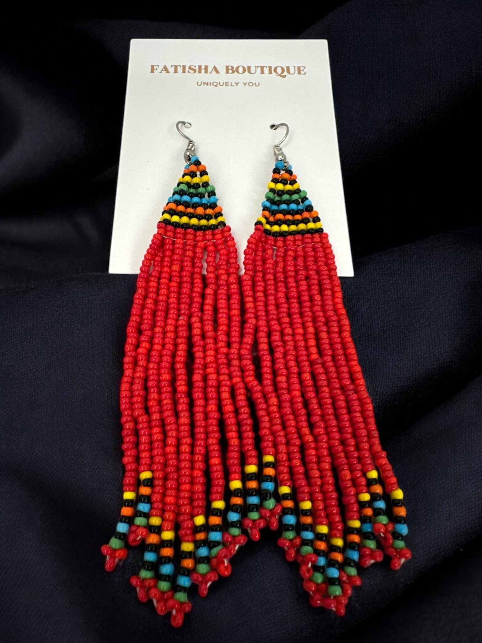 Long Authentic African Maasai Zulu Style Tribal Ethnic Tassels Dangle Earrings - Fatisha Boutique