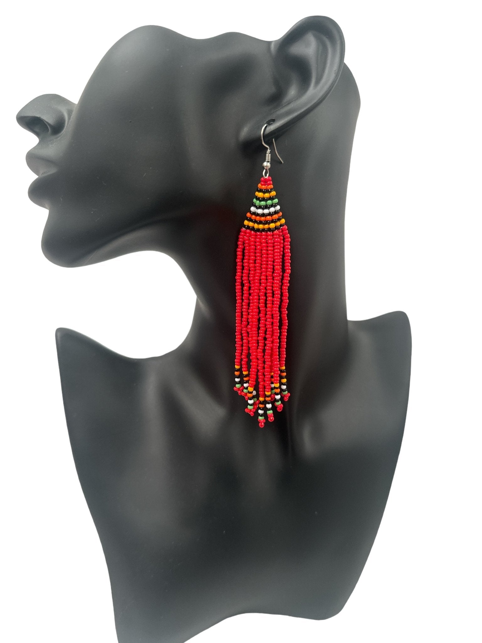 Long Authentic African Maasai Zulu Style Tribal Ethnic Tassels Dangle Earrings - Fatisha Boutique