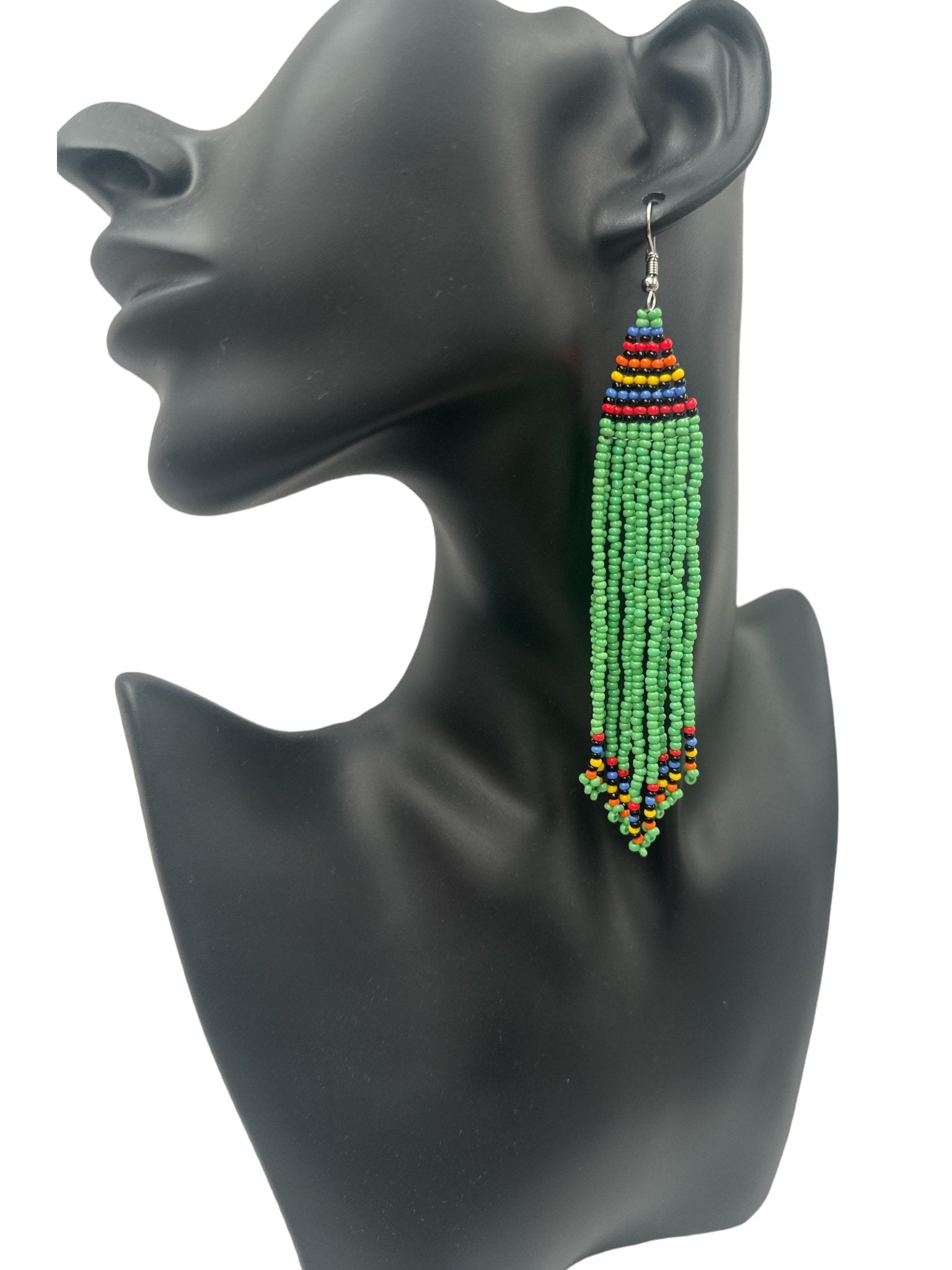 Long Authentic African Maasai Zulu Style Tribal Ethnic Tassels Dangle Earrings - Fatisha Boutique