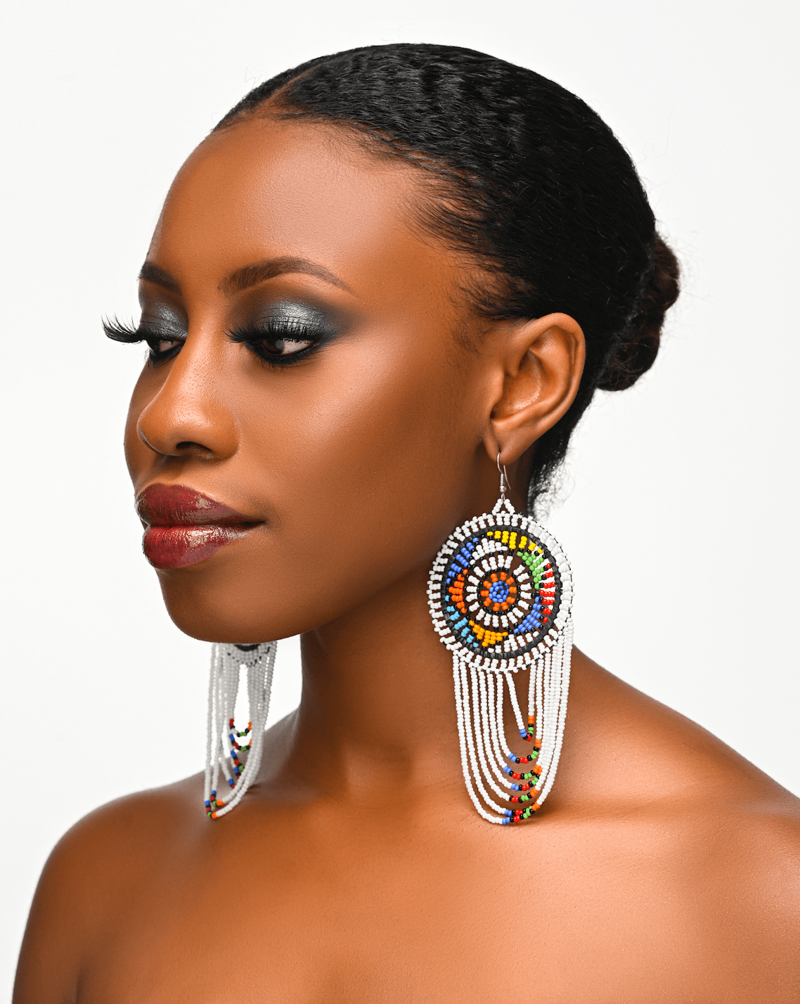 Long Authentic African Multicoloured Beads Tassel Ethnic Dangle Earrings - Fatisha Boutique