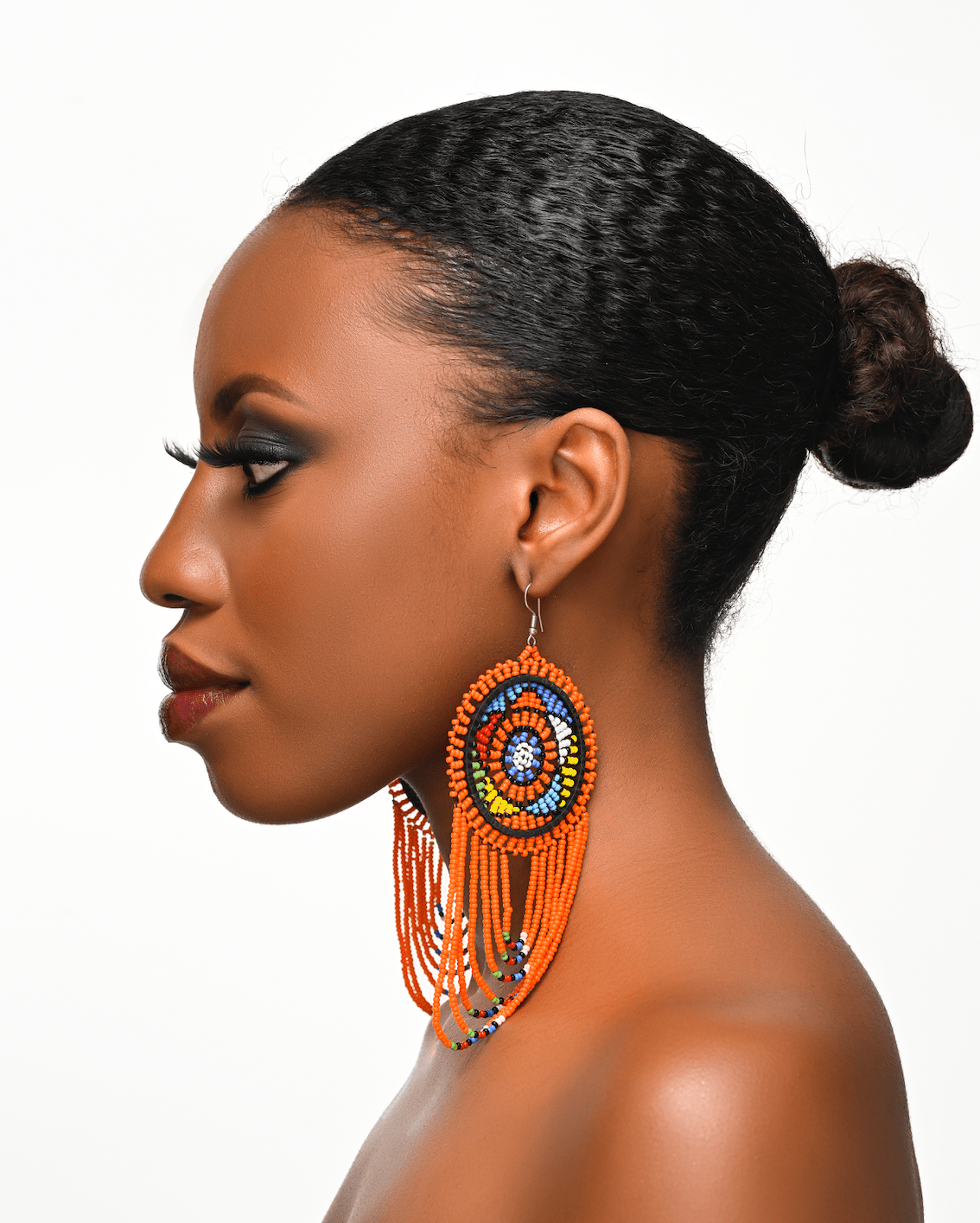 Long Authentic African Multicoloured Beads Tassel Ethnic Dangle Earrings - Fatisha Boutique