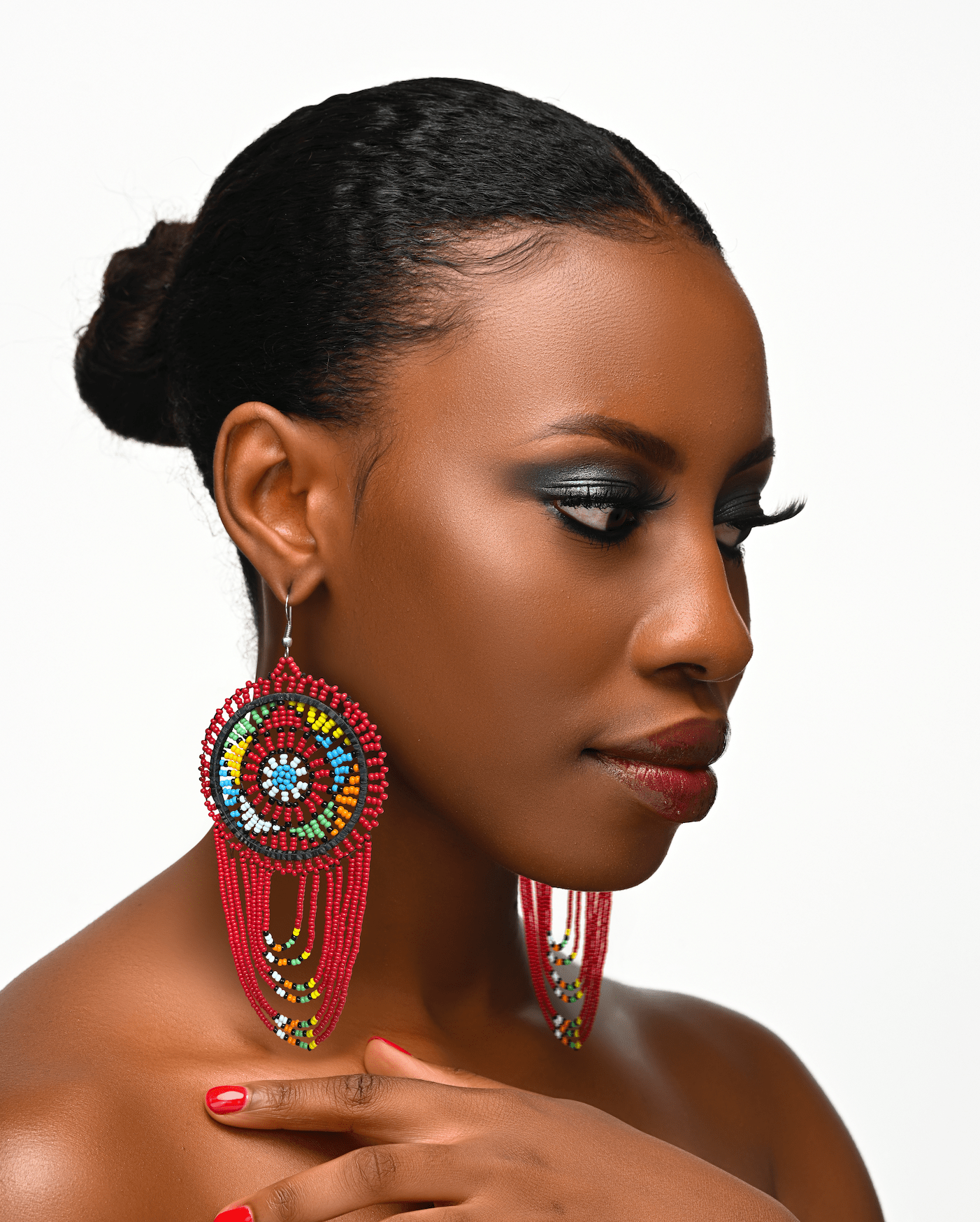 Long Authentic African Multicoloured Beads Tassel Ethnic Dangle Earrings - Fatisha Boutique