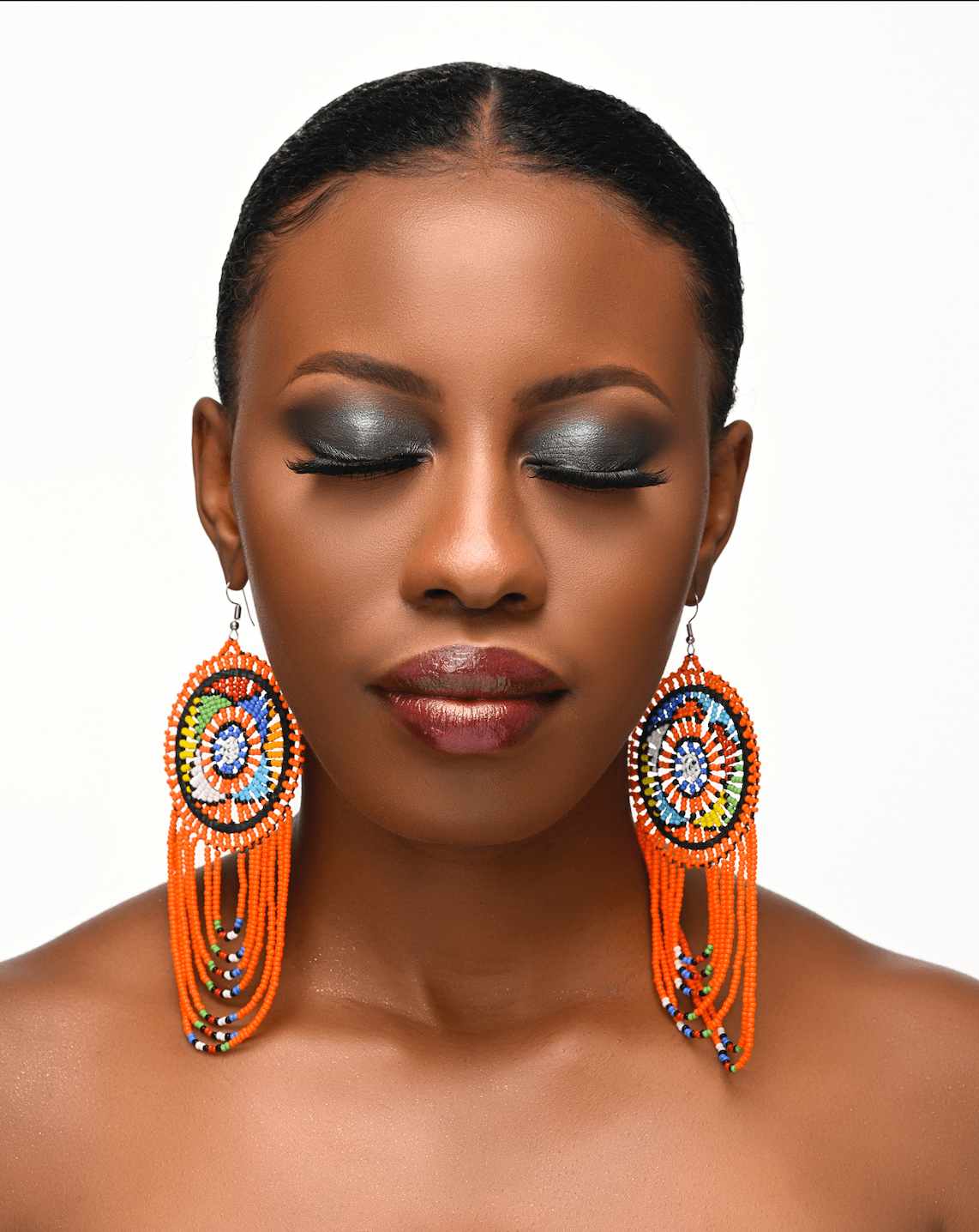 Long Authentic African Multicoloured Beads Tassel Ethnic Dangle Earrings - Fatisha Boutique