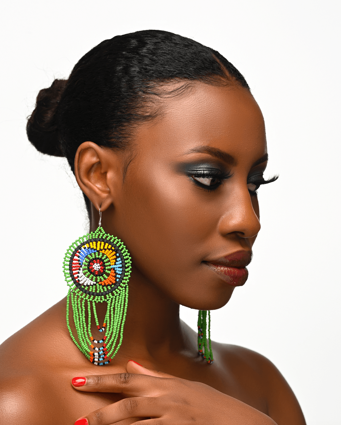 Long Authentic African Multicoloured Beads Tassel Ethnic Dangle Earrings - Fatisha Boutique