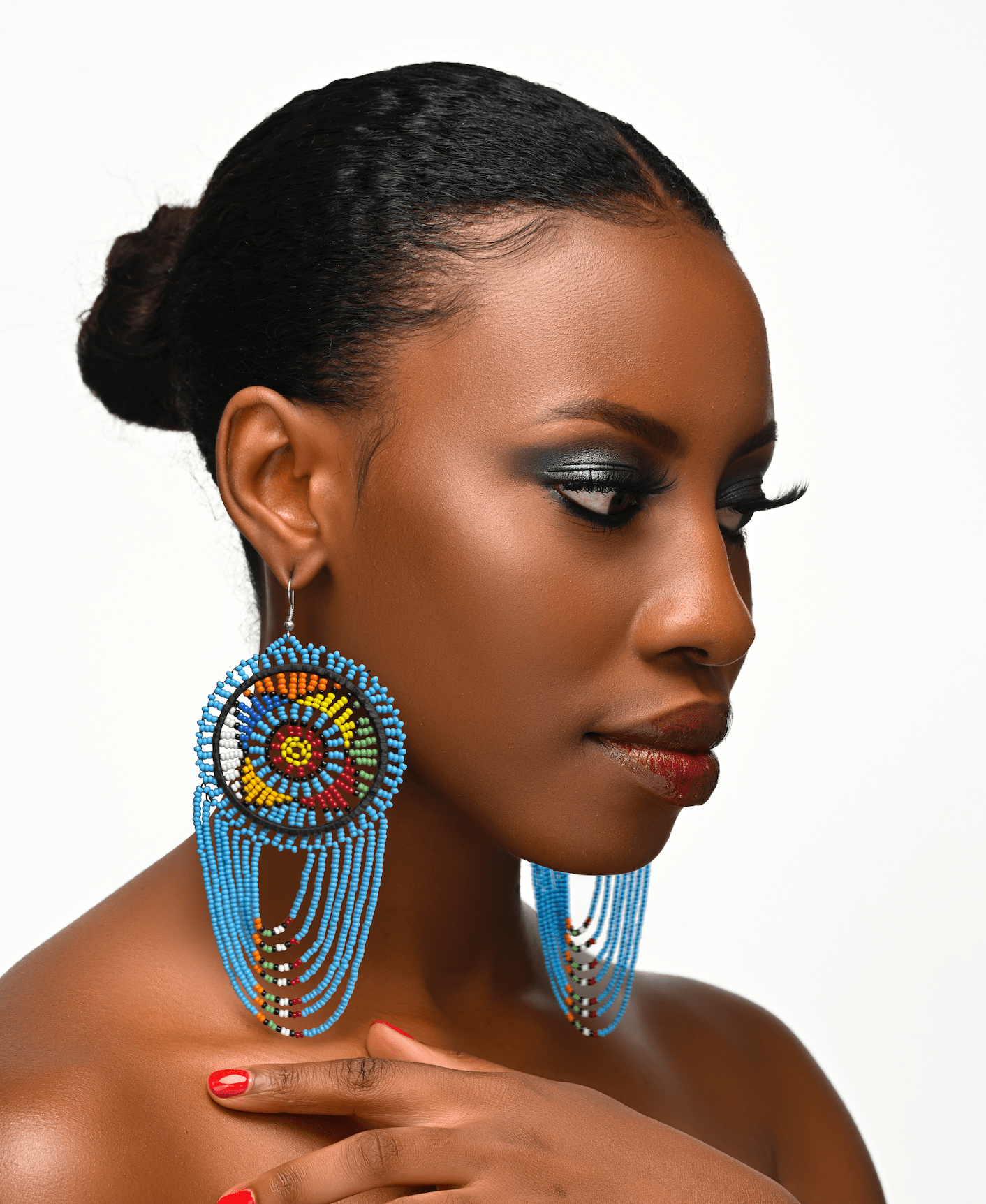 Long Authentic African Multicoloured Beads Tassel Ethnic Dangle Earrings - Fatisha Boutique