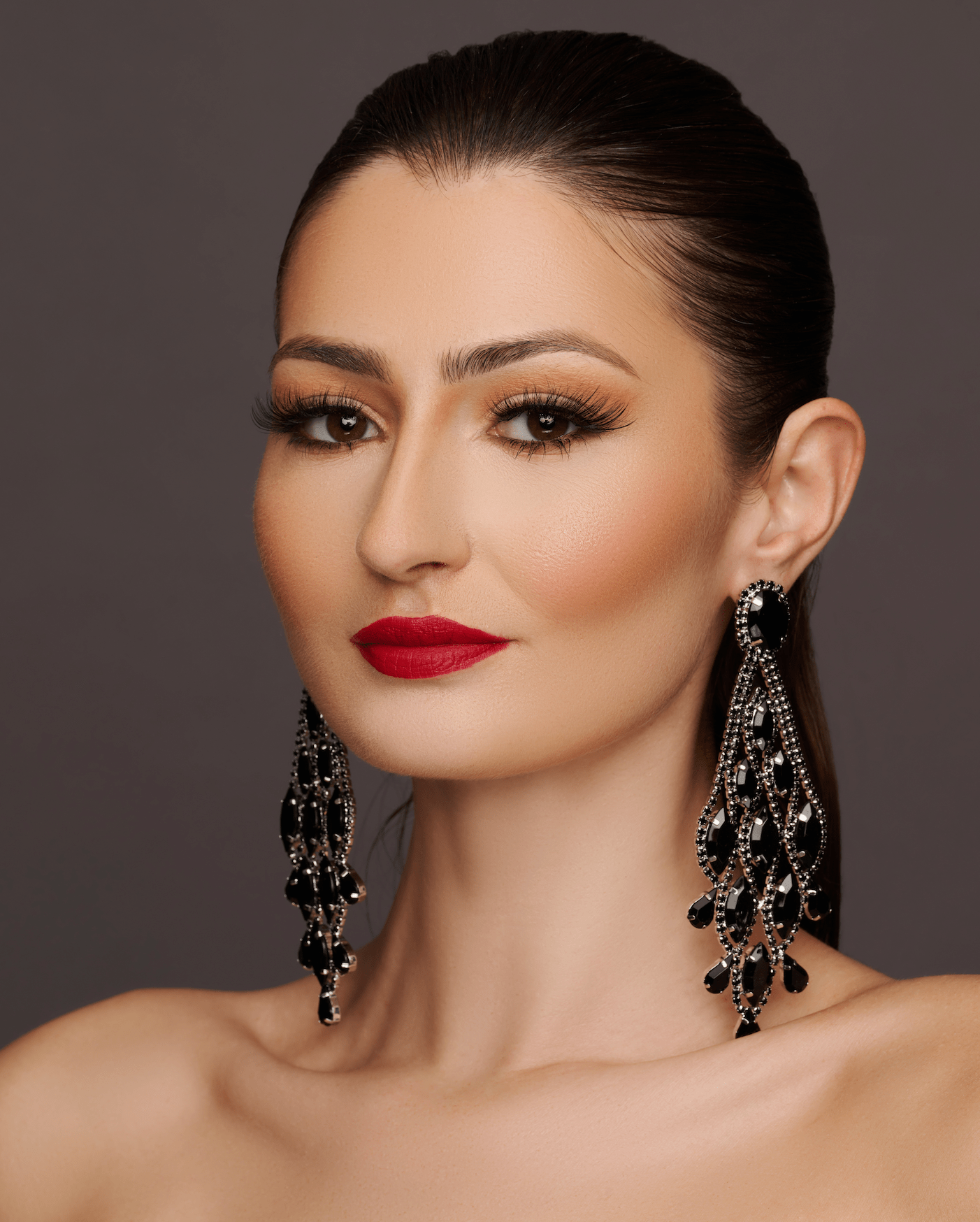 Long Black Glamorous Diamante Rhinestone Teardrop Tassel Statement Earrings - Fatisha Boutique