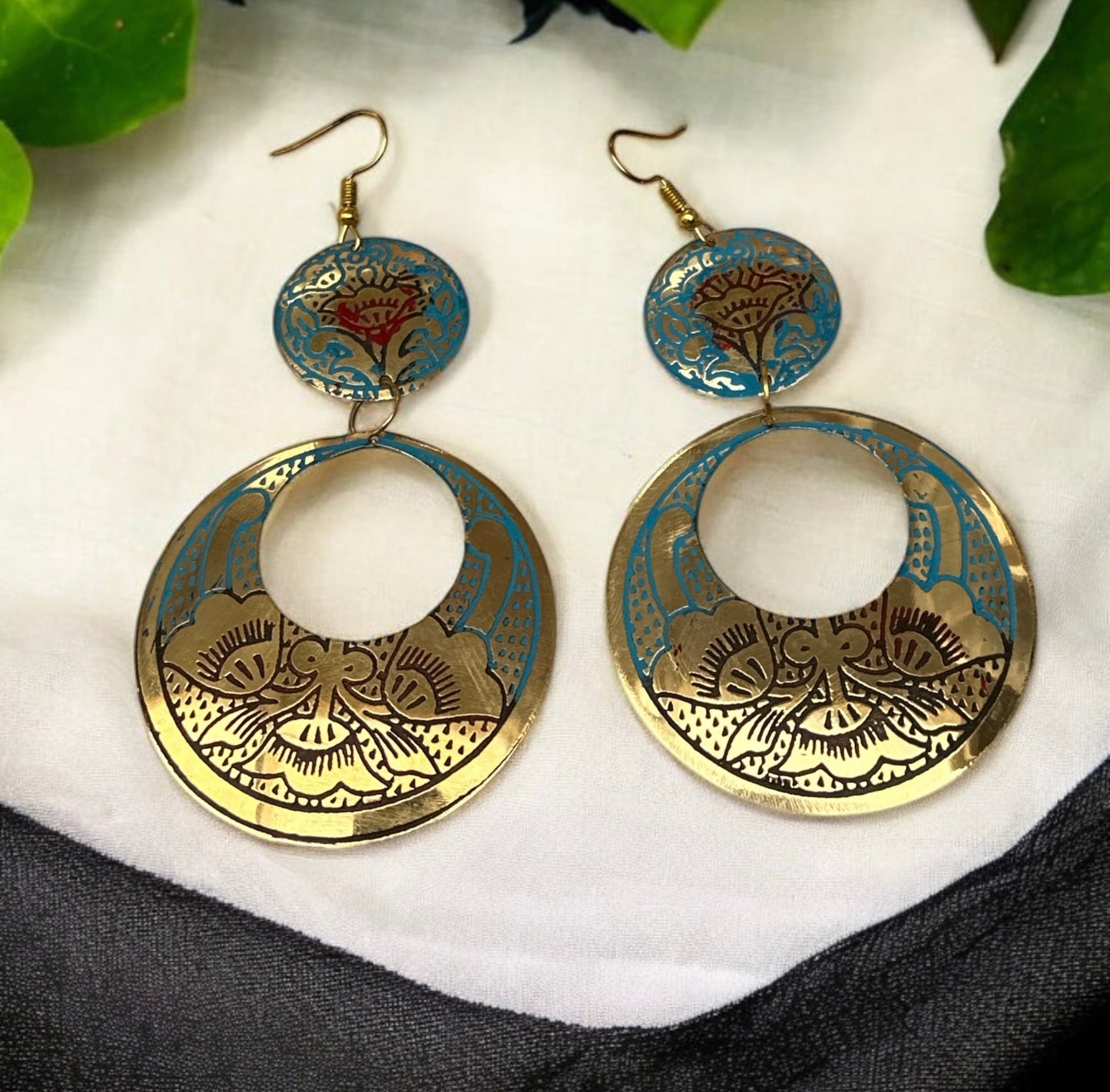 Long Bohemian Lightweight Multicolor Brass Dangle Earrings - Fatisha Boutique