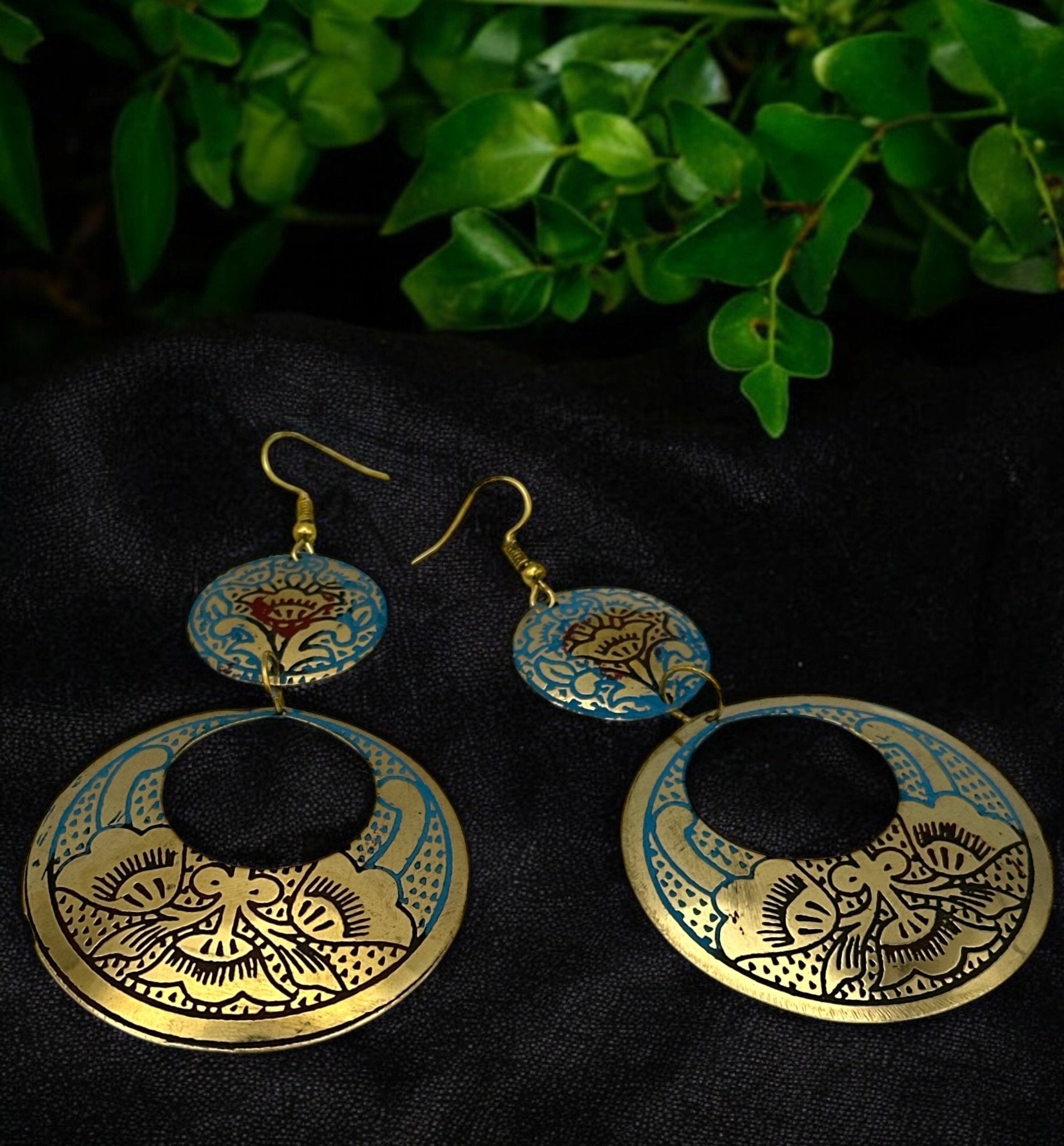 Long Bohemian Lightweight Multicolor Brass Dangle Earrings - Fatisha Boutique