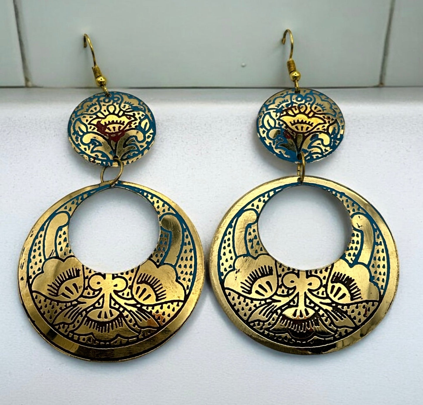 Long Bohemian Lightweight Multicolor Brass Dangle Earrings - Fatisha Boutique