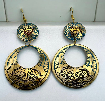 Long Bohemian Lightweight Multicolor Brass Dangle Earrings - Fatisha Boutique