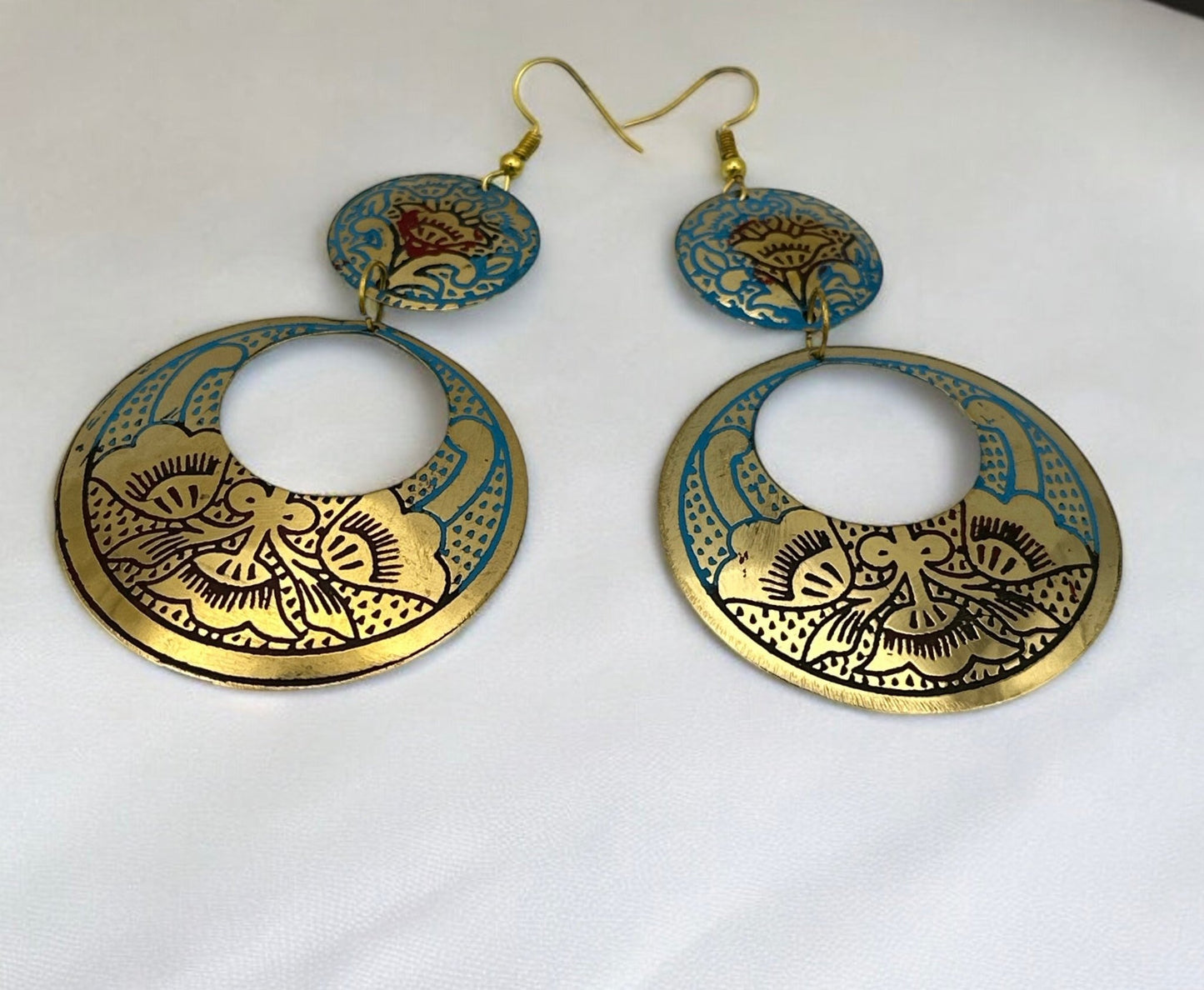 Long Bohemian Lightweight Multicolor Brass Dangle Earrings - Fatisha Boutique