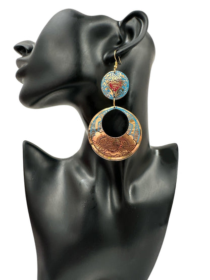 Long Bohemian Lightweight Multicolor Brass Dangle Earrings - Fatisha Boutique