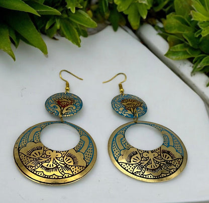 Long Bohemian Lightweight Multicolor Brass Dangle Earrings - Fatisha Boutique