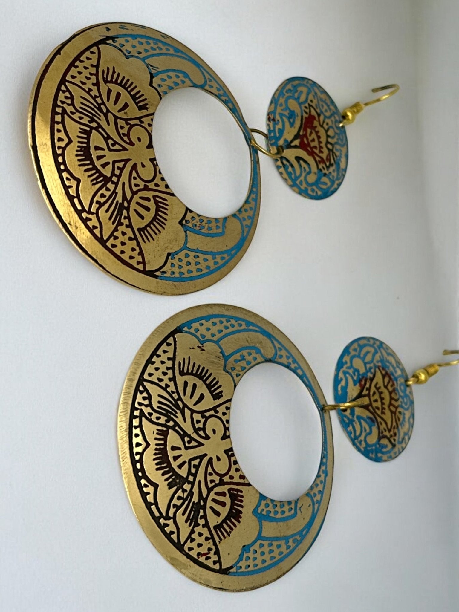 Long Bohemian Lightweight Multicolor Brass Dangle Earrings - Fatisha Boutique