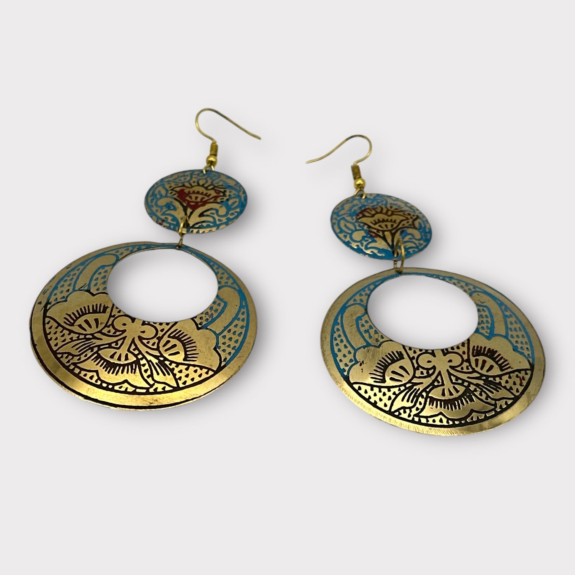 Long Bohemian Lightweight Multicolor Brass Dangle Earrings - Fatisha Boutique